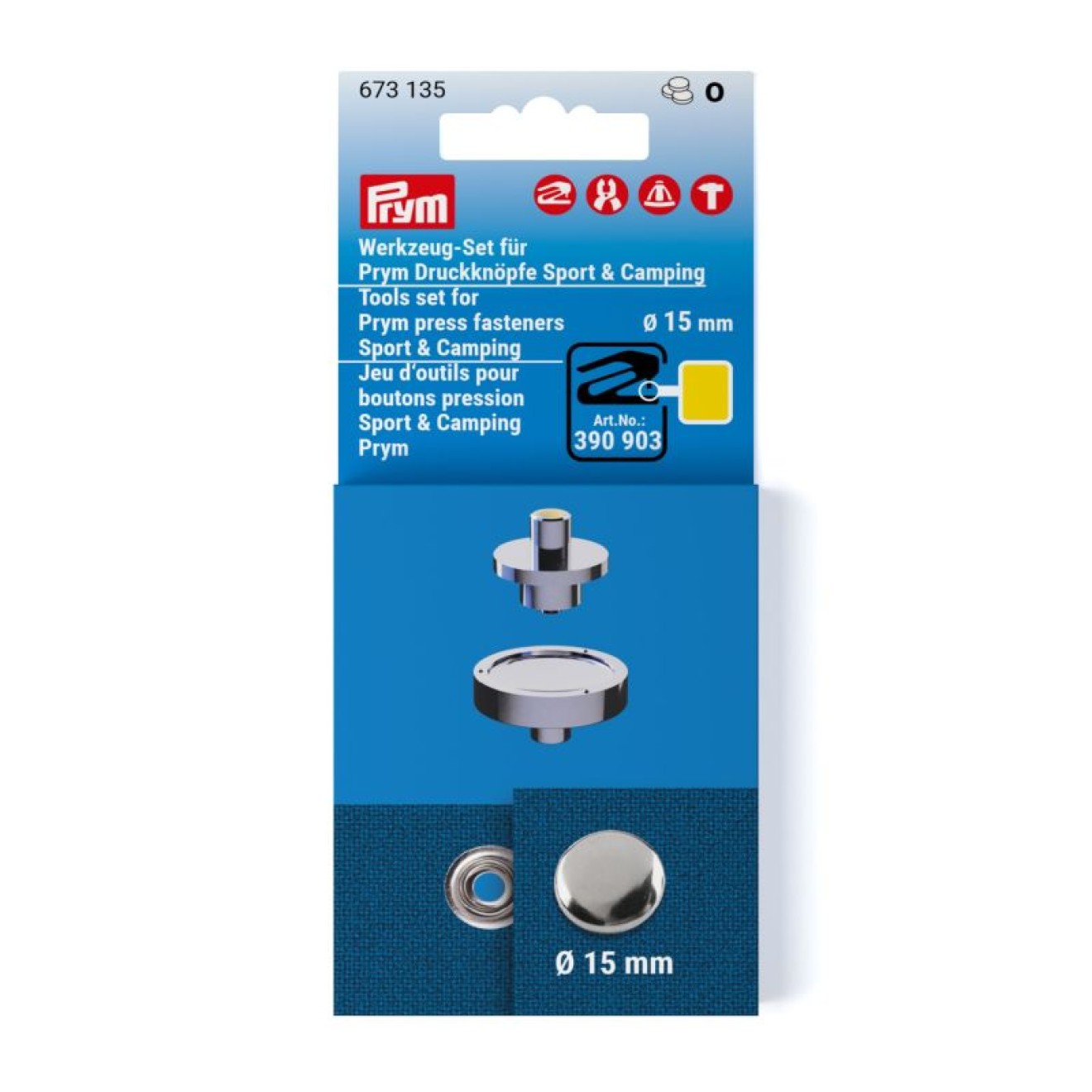 Prym Werkzeug-Set snap fasteners Sport 15 mm /