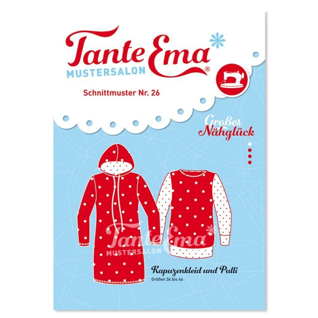 HANABI Tante Ema Schnittmuster colour Kleid with Kapuze und Pulli Größen 34 bis 46 with Nähanleitung