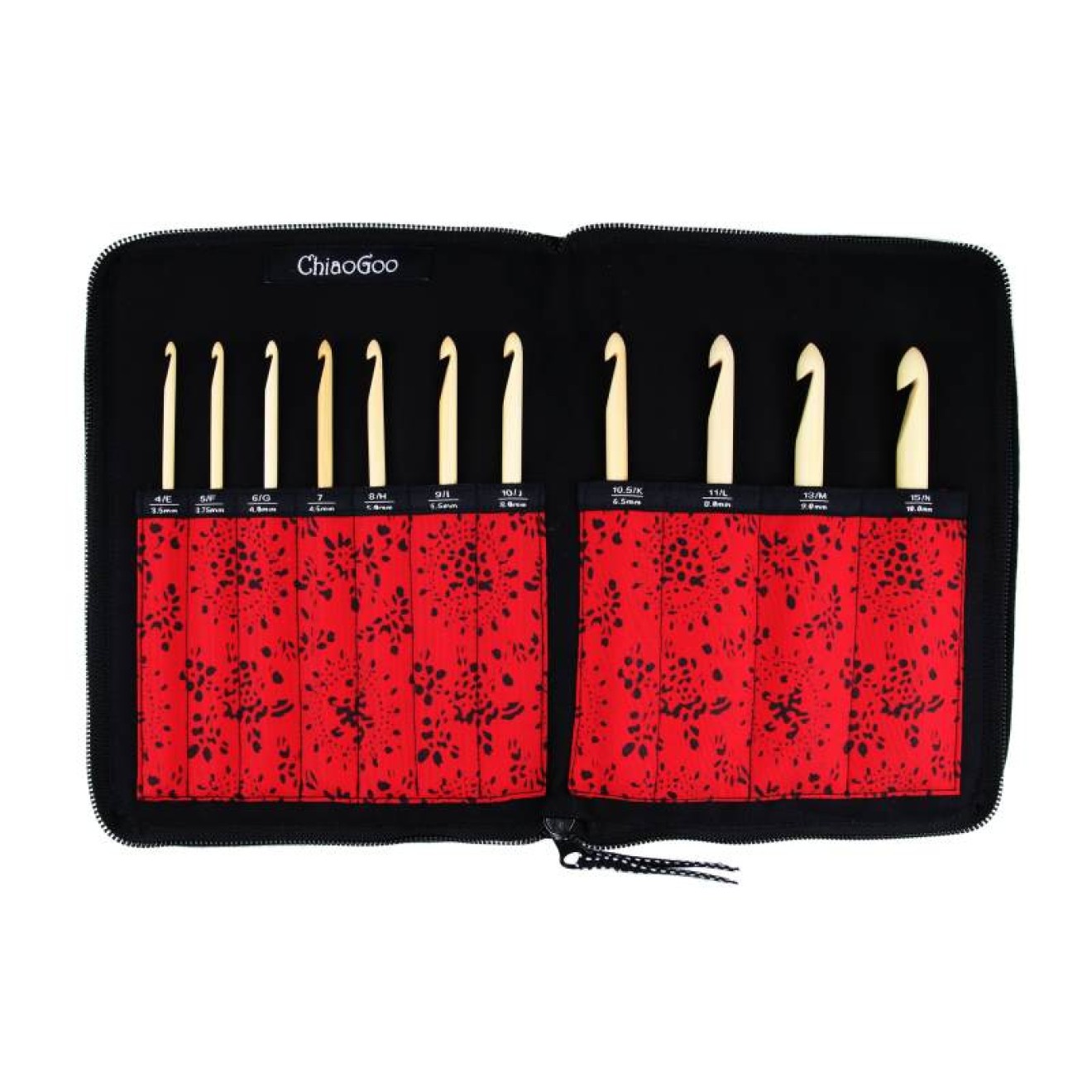 ChiaoGoo needle set auswechselbare crochet hooks SPIN Bamboo 3,50-10,00 mm / 14,5 cm