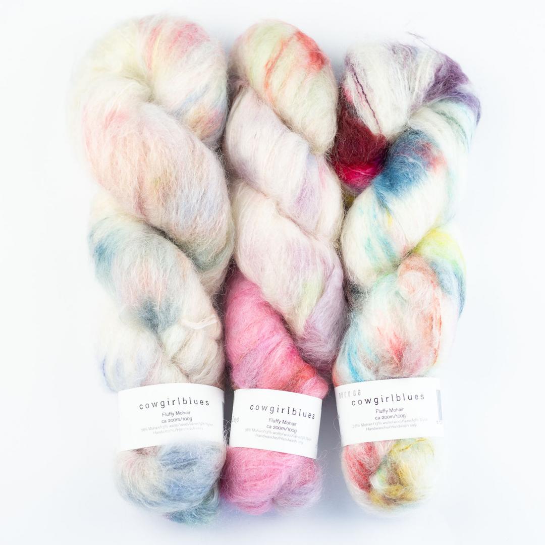 Cowgirl Blues Fluffy Mohair gradient hand-dyed yarn