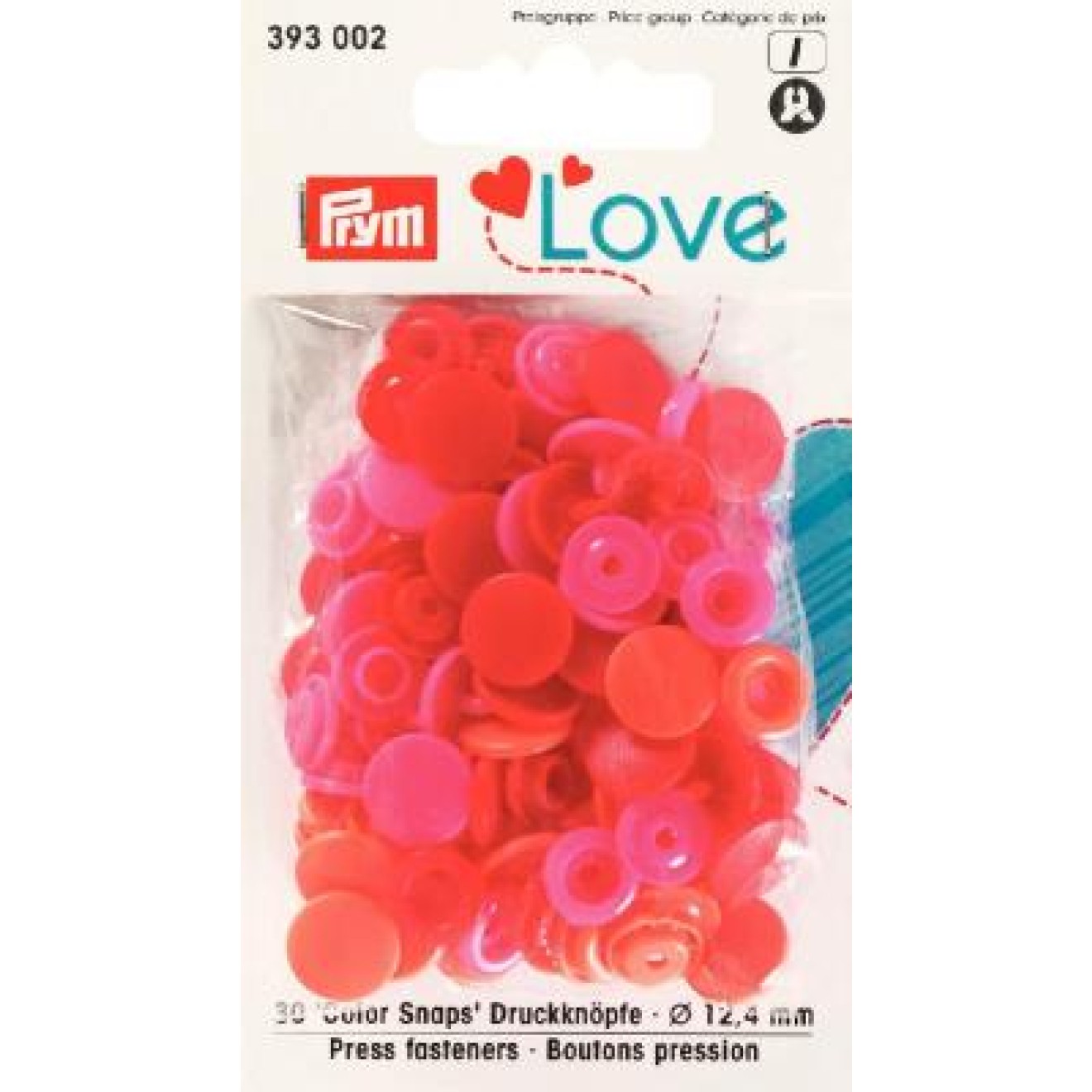Prym sew-free snap fasteners Color Snaps 12,4 mm / rot sortiert