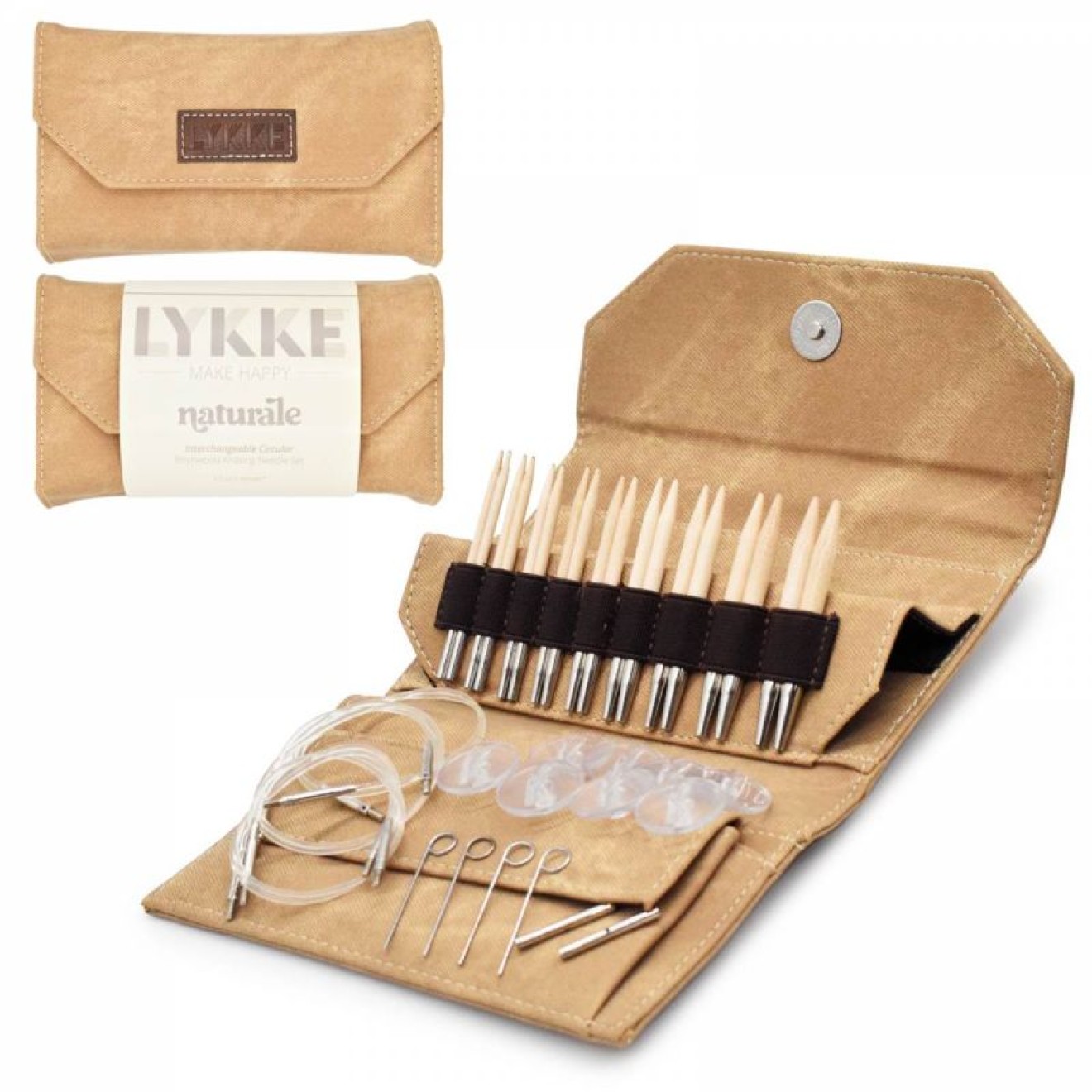 LYKKE Nadelset Tan Denim 9 cm 3,25 mm-6,50 mm austauschbar Nadel tip