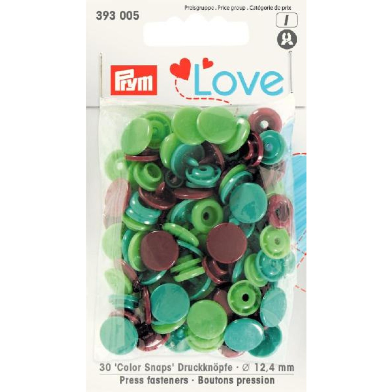 Prym sew-free snap fasteners Color Snaps 12,4 mm / braun/grün/hellgrün