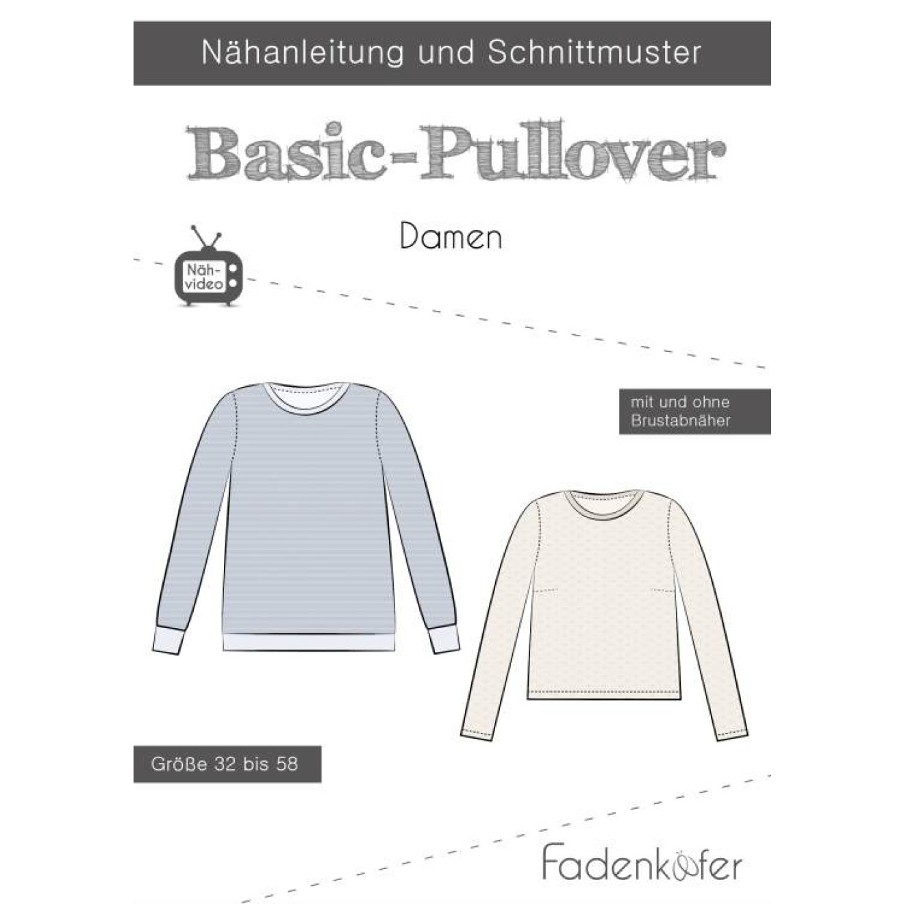 fadenkäfer Papierschnittmuster colour Basic-Pullover Damen