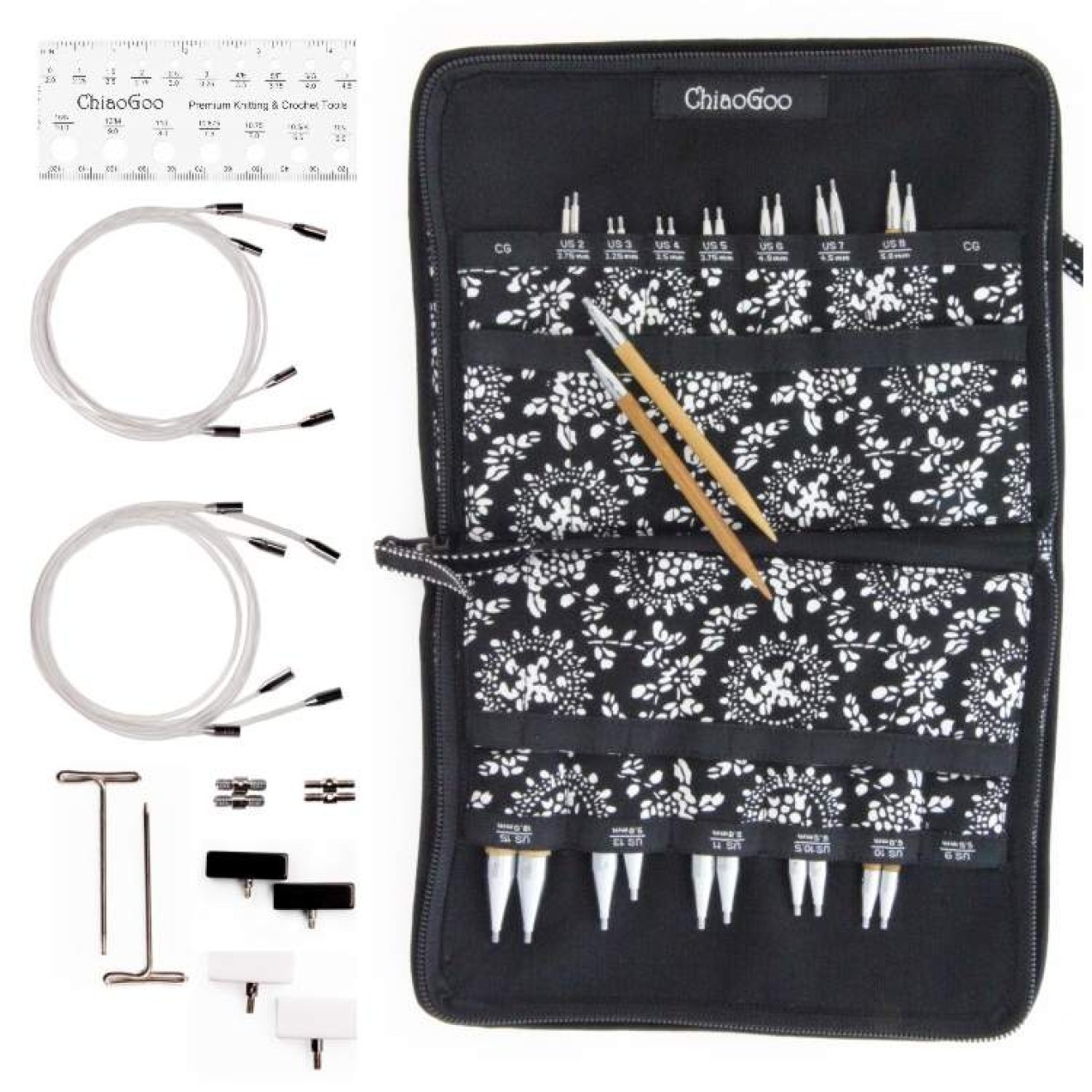 ChiaoGoo SPIN Bamboo Interchangeable Needle Set 2,75-5,00 mm / 10 cm