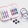 Set d'aiguilles circulaires interchangeables ZING Alu Deluxe 3,5 - 8,0 mm + sac en tissu rose 2 ZING Alu deluxe interchangeable circular needles set 3.5 - 8.0 mm + pink fabric bag